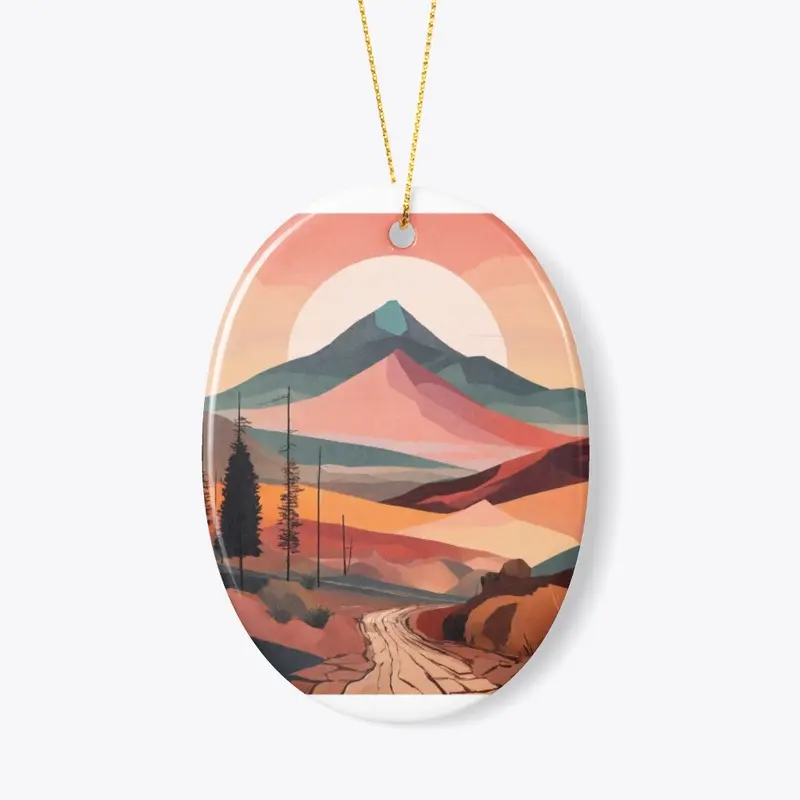 Boho art minimalist landscape mountains