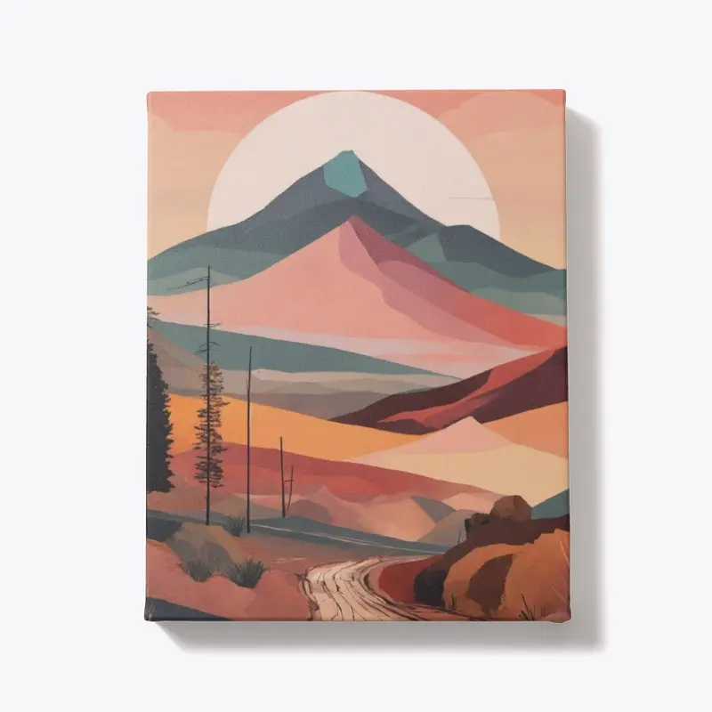 Boho art minimalist landscape mountains